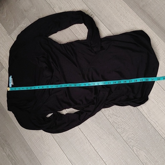 Marciano US L Drape Neck Long Sleeve Body Fitting Black Dress - Picture 6 of 7